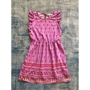 Children's Place Pink Flutter Sleeve Paisley Print Dress Girls Large 10 - 12